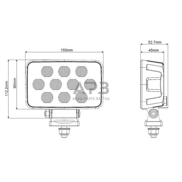 LED darbo žibintas stačiakampis 100W, 8950lm, 12/24V, 150x112x52.7mm20 LED LA10835 5