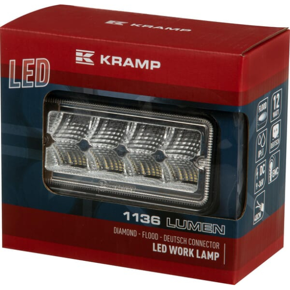 LED darbo žibintas stačiakampis 12W, 1136lm, 9/36V, 69x128mm, 8 LED LA10095 3