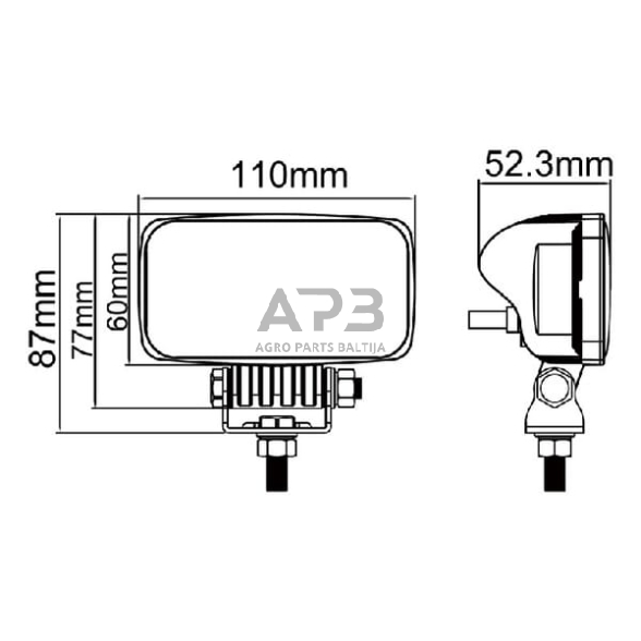 LED darbo žibintas stačiakampis 15W 2836LM LA10502 4