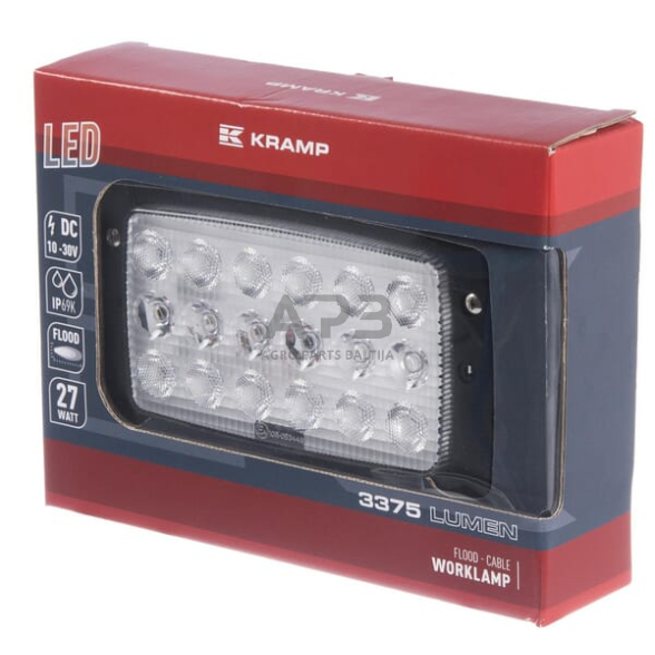 LED darbo žibintas stačiakampis 27W, 3375lm, 10-30V, 18 LED LA80300 5