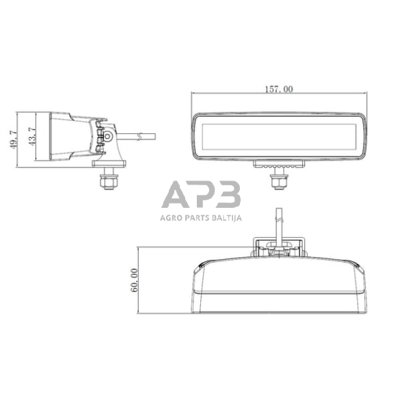 LED darbo žibintas stačiakampis 30W, 2880lm, 12/24V, 157x49.7x60mm 6 LED LA10609 5