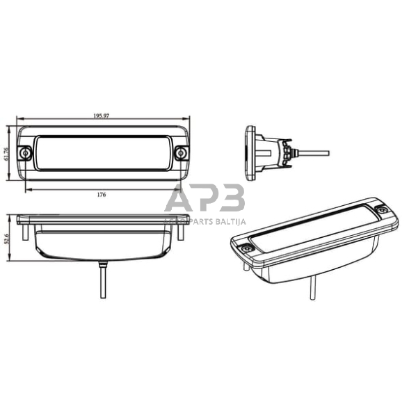 LED darbo žibintas stačiakampis 30W, 2880lm, 12/24V, 157x49.7x60mm 6 LED LA10611 5