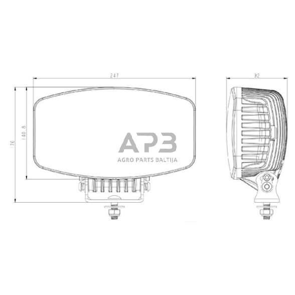 LED priekinis žibintas 100W, 9-36V, 247x176x92mm, LA80042 4