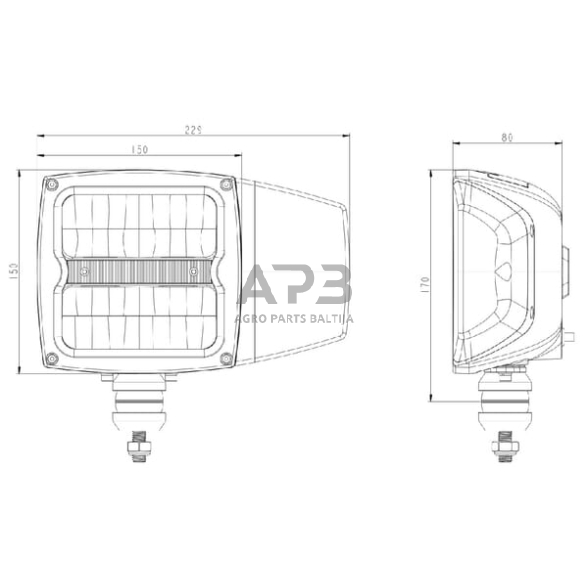 LED priekinis žibintas 38W, 12-24V, 229x150x80mm, LA80043 6