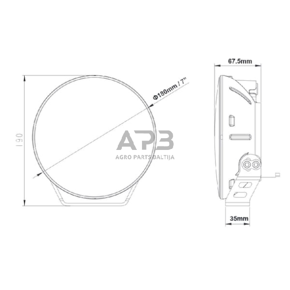 LED priekinis žibintas 60W, 9-36V, Ø180mm, LA80040 4