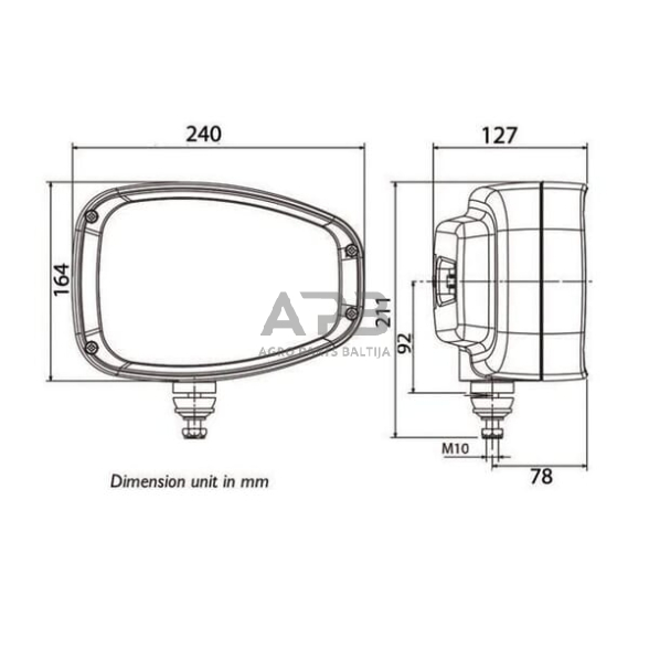 LED priekinis žibintas dešinys Halogenas 22/32W, 12-24V, 240x127x164mm, LA10210 3