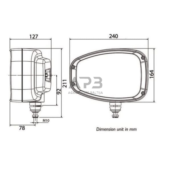 LED priekinis žibintas kairys 22/32W, 12-24V, 240x127x164mm, LA10209 3