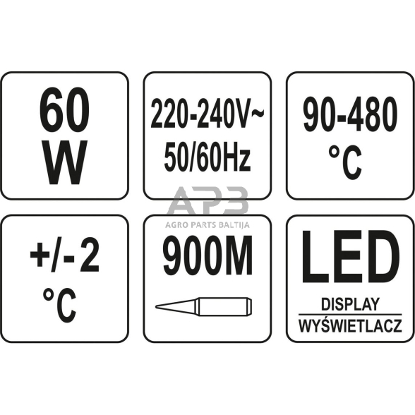 Litavimo stotelė su LCD ekranu 60W 900M 5