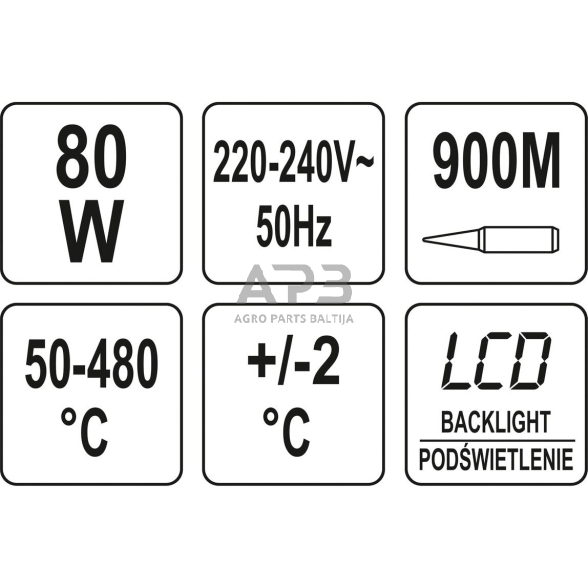 Lituoklis su LCD ekranu 80W 900M 5