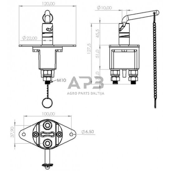 Masės išjungėjas 12/24V, 250A/2500A SW10004KR 1