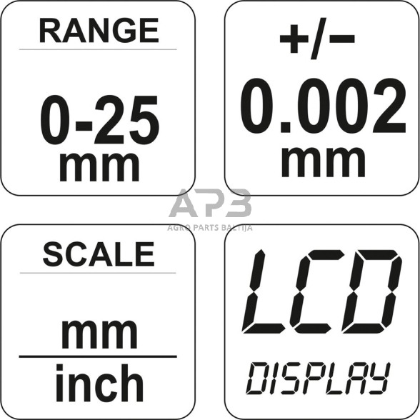 Mikrometras elektroninis 0-25mm 3