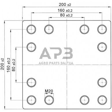 Montavimo plokštė Scharmüller 160x160mm 12xM20 00645130 3