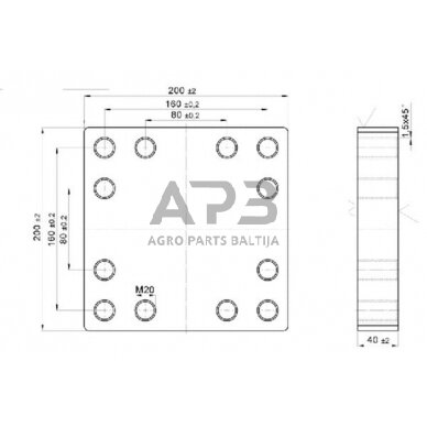 Montavimo plokštė Scharmüller 160x160mm 12xM20 00645130 4