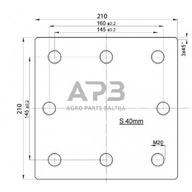 Montavimo plokštė Walterscheid 145x145 / 160mm 8xM20 8004473 1