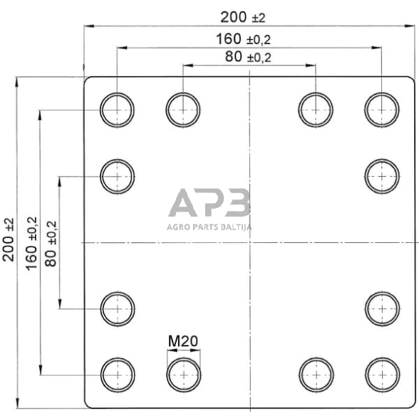 Montavimo plokštė Scharmüller 160x160mm 12xM20 00645130 3