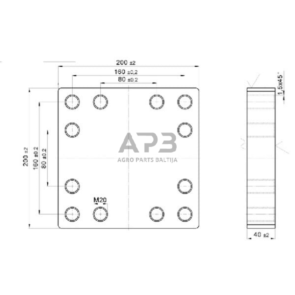 Montavimo plokštė Scharmüller 160x160mm 12xM20 00645130 4