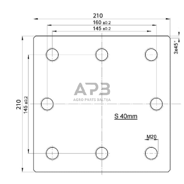 Montavimo plokštė Walterscheid 145x145 / 160mm 8xM20 8004473 1