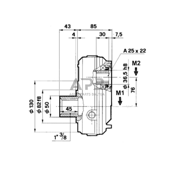 Multiplikatorius, kampinis reduktorius Brorelli GBF20S120 GBF-20-S-1-2.0 (M/Gr2) 2