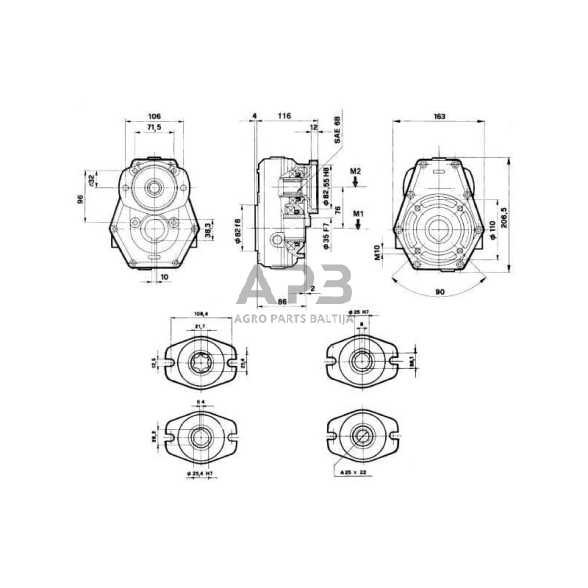 Multiplikatorius, kampinis reduktorius Brorelli GBR20ST426 1