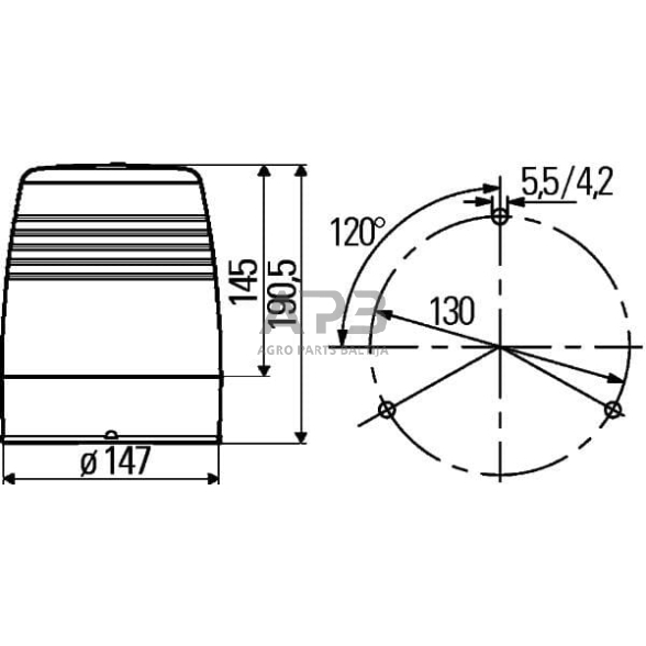 Oranžinis švyturėlis Halogen 24V Ø 147mm x 190.5mm Hella 2RL008965011 6