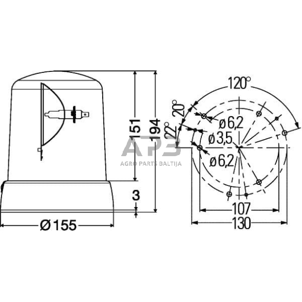 Oranžinis švyturėlis Halogen KL7000 Hella 2RL008061101 6