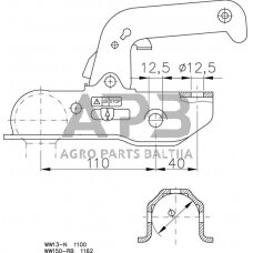 Priekabos sukabinimo spyna Winterhoff 2200kg Ø50/51mm 1861585