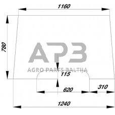 Priekinis kabinos stiklas viršutinis John Deere RT6005028924