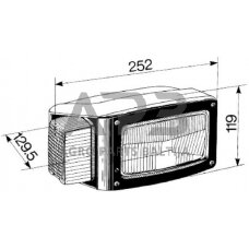 Priekinis žibintas dešinys Halogenas 252x129.5mm, Cobo 05580000