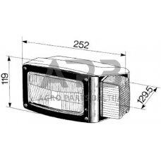 Priekinis žibintas kairys Halogenas 252x129.5mm, Cobo 05584000