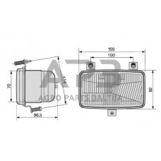 Priekinis žibintas montuojamas Halogenas 155x92x96.3mm, Cobo 0507800000