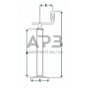 TRP526Priekabos atraminė koja 50x675mm Simol STRP526