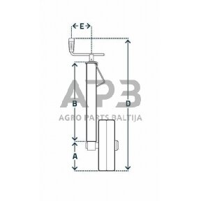 Priekabos atraminis ratukas Simol 60x820mm STRZB405