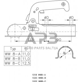 Priekabos sukabinimo spyna Winterhoff 800kg 60mm 1860732