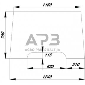 Priekinis kabinos stiklas viršutinis John Deere RT6005028924