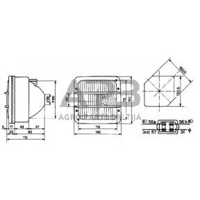 Priekinis žibintas Halogenas 12/24V, 140x112x112mm, Cobo 05203000