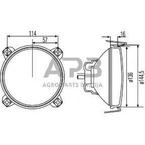 Priekinis žibintas Halogenas 12V, Ø144.5mm, Hella 1A3005649007