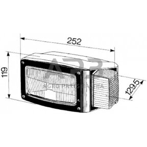 Priekinis žibintas kairys Halogenas 252x129.5mm, Cobo 05584000