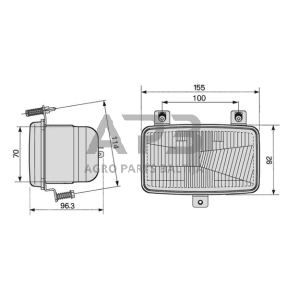 Priekinis žibintas montuojamas Halogenas 155x92x96.3mm, Cobo 0507800000