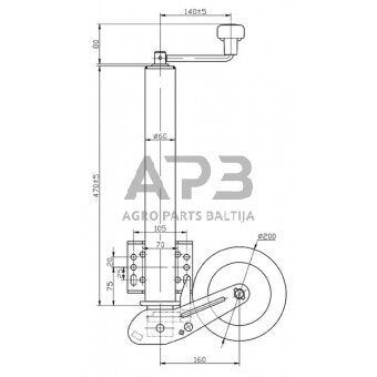 Priekabos atraminis ratukas 200x60 STR1626 2