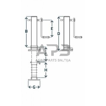 Priekabos atraminė koja 110x690mm Simol STRK450 1