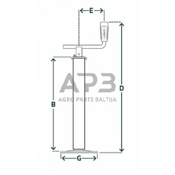 Priekabos atraminė koja 60x630mm Simol STR1536 1