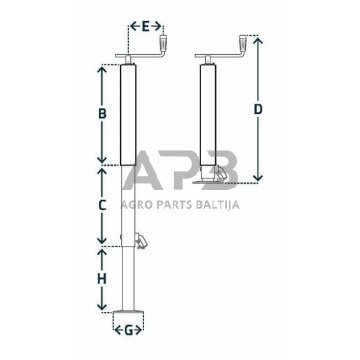 Priekabos atraminė koja 80x800mm Simol STRP5753SF 1