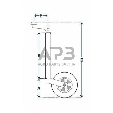 Priekabos atraminis ratukas Ø48x571mm Simol STRFC241 1