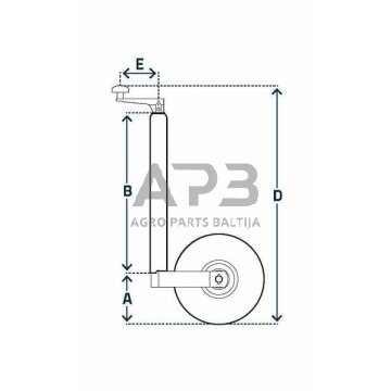 Priekabos atraminis ratukas Ø48x610mm Simol STR1622S 1