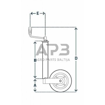 Priekabos atraminis ratukas Ø60x720mm Simol STRFC260 1