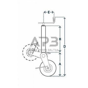 Priekabos atraminis ratukas Simol 70x1050mm STR1105 1