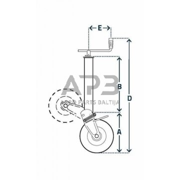 Priekabos atraminis ratukas Simol 70x955mm STR1630 4