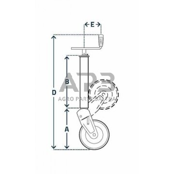 Priekabos atraminis ratukas Simol 70x975mm STRS124Z 1