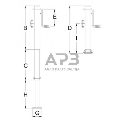 Priekabos atraminė koja 70x635mm Simol STRDG590X5W 1