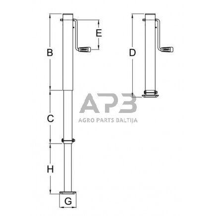 Priekabos atraminė koja 70x635mm Simol STRDG6003SFW 1